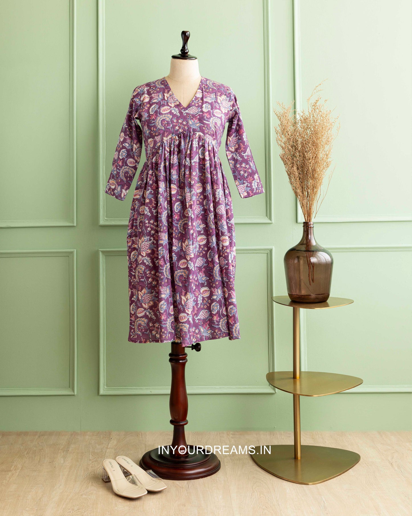 Block Printed MIDI Dress