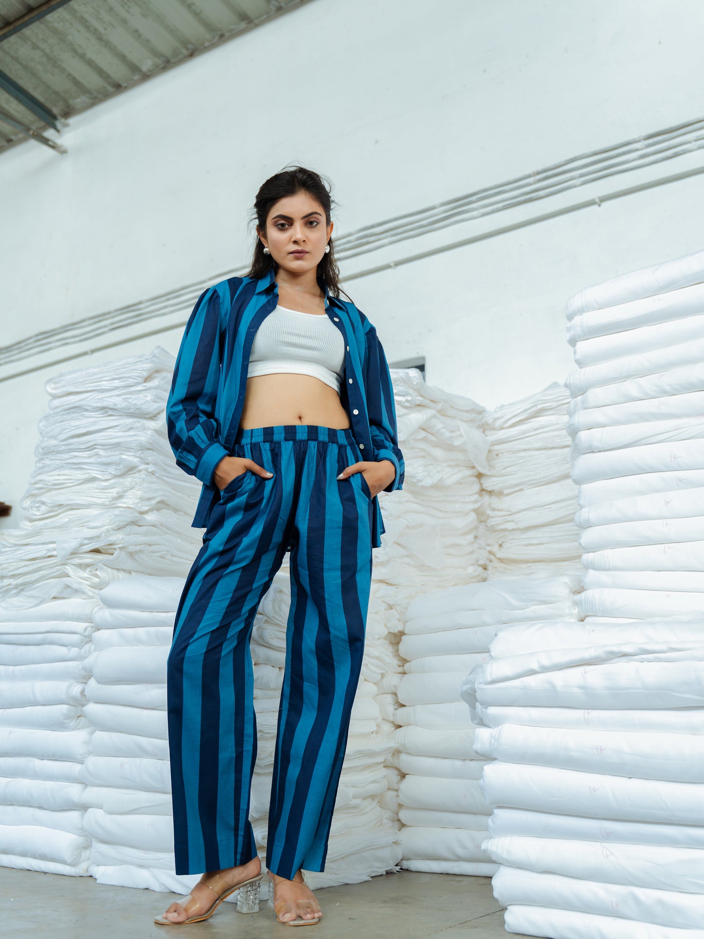 Indigo Stripe Set