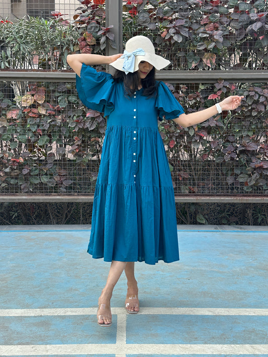 Teal MIDI Dress with Lining