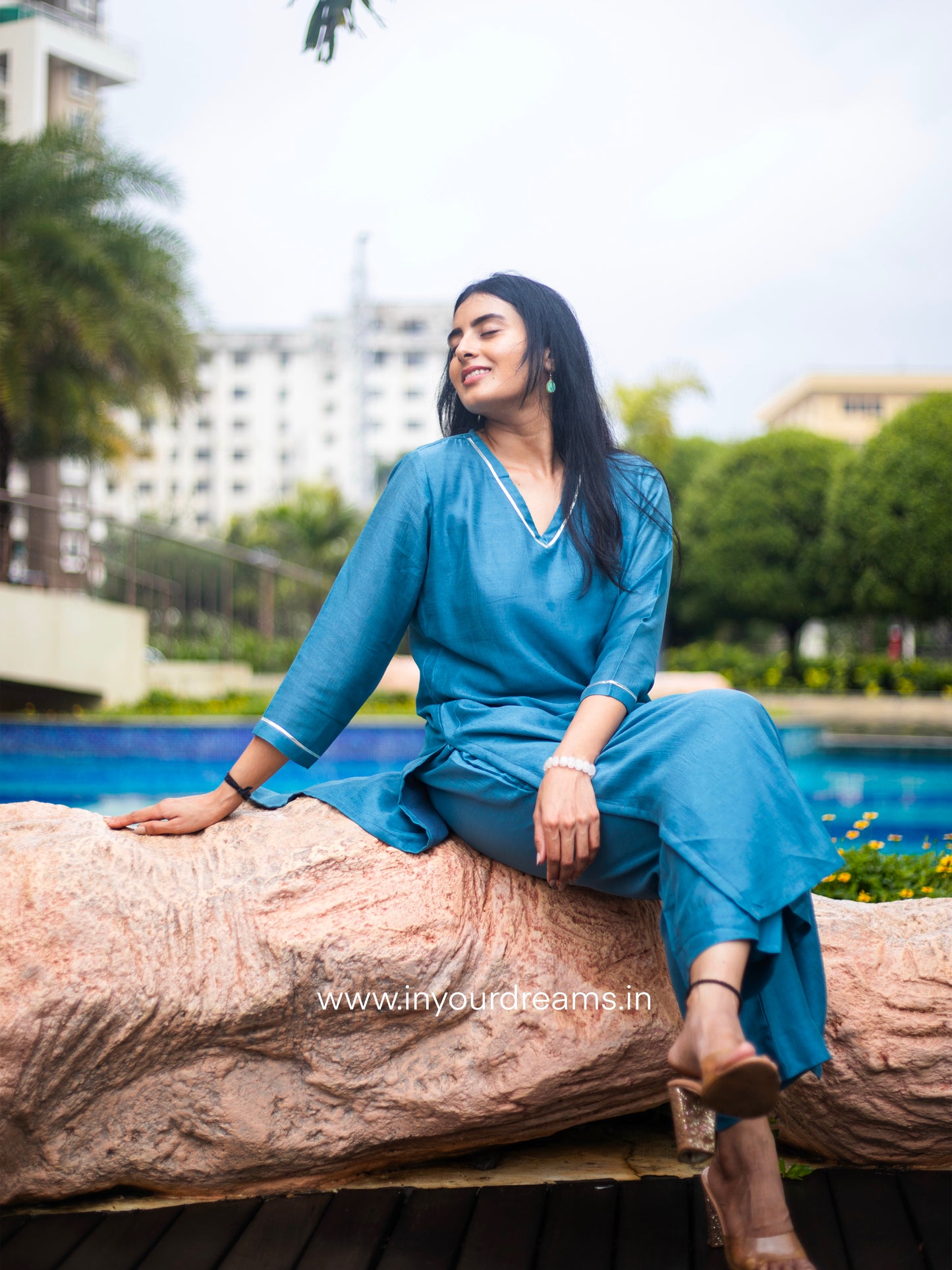Ganga Grey Silk Suit Set