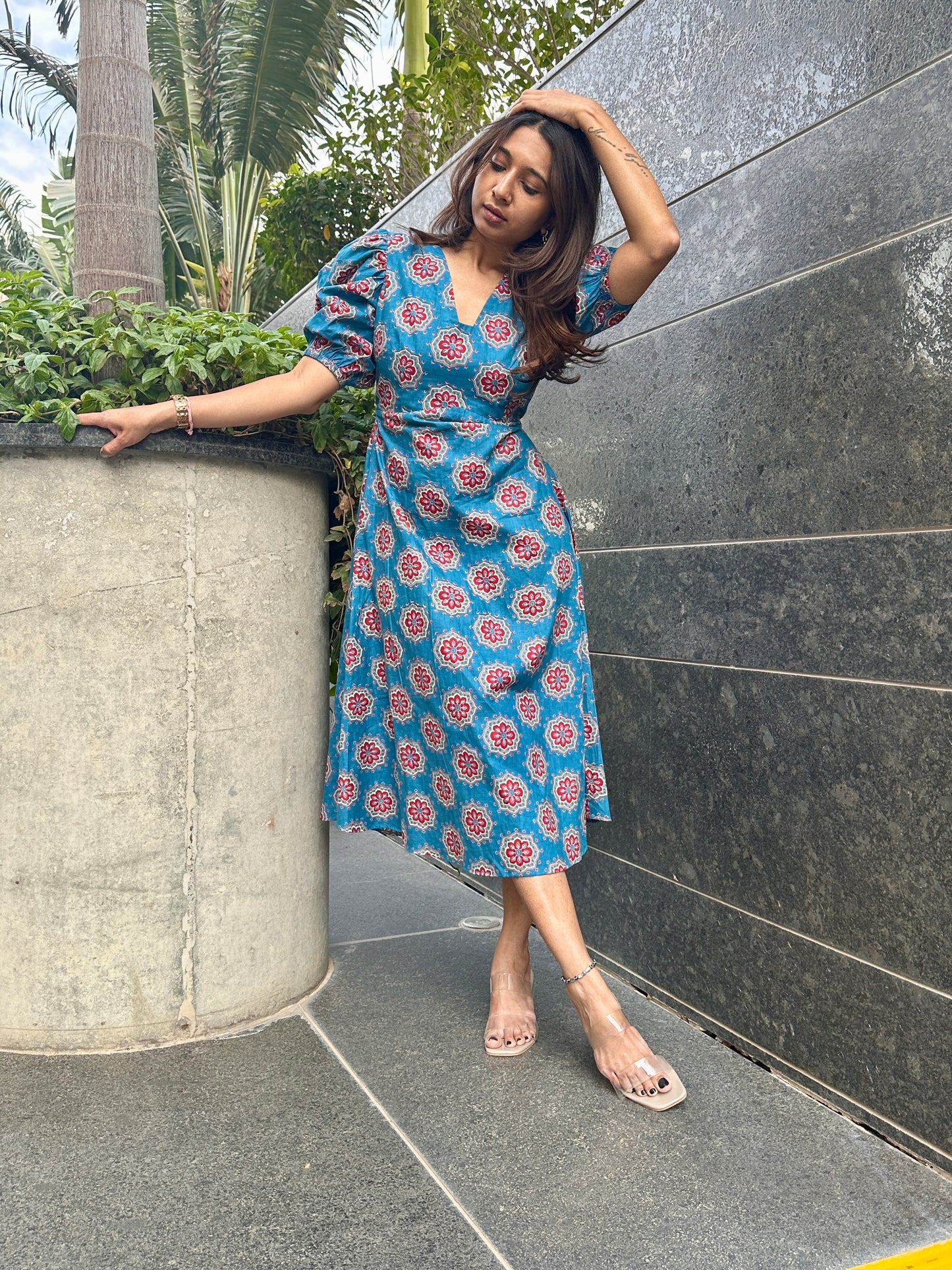 Blue Bloom Backless Dress
