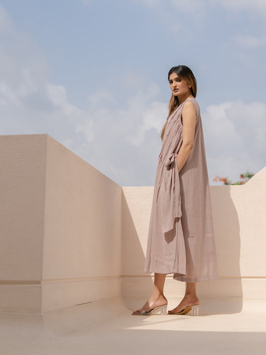 Mia Mul Chanderi Sleeveless Midi Dress