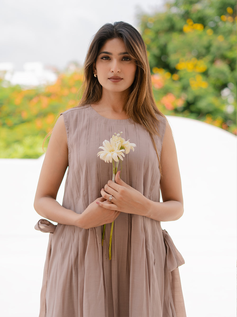 Mia Mul Chanderi Sleeveless Midi Dress