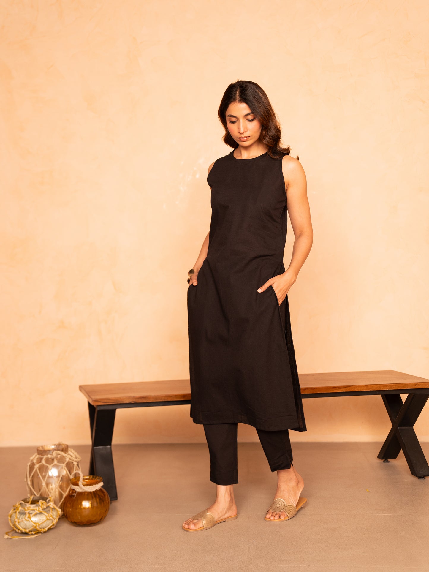 Black Cotton Co-Ord Set