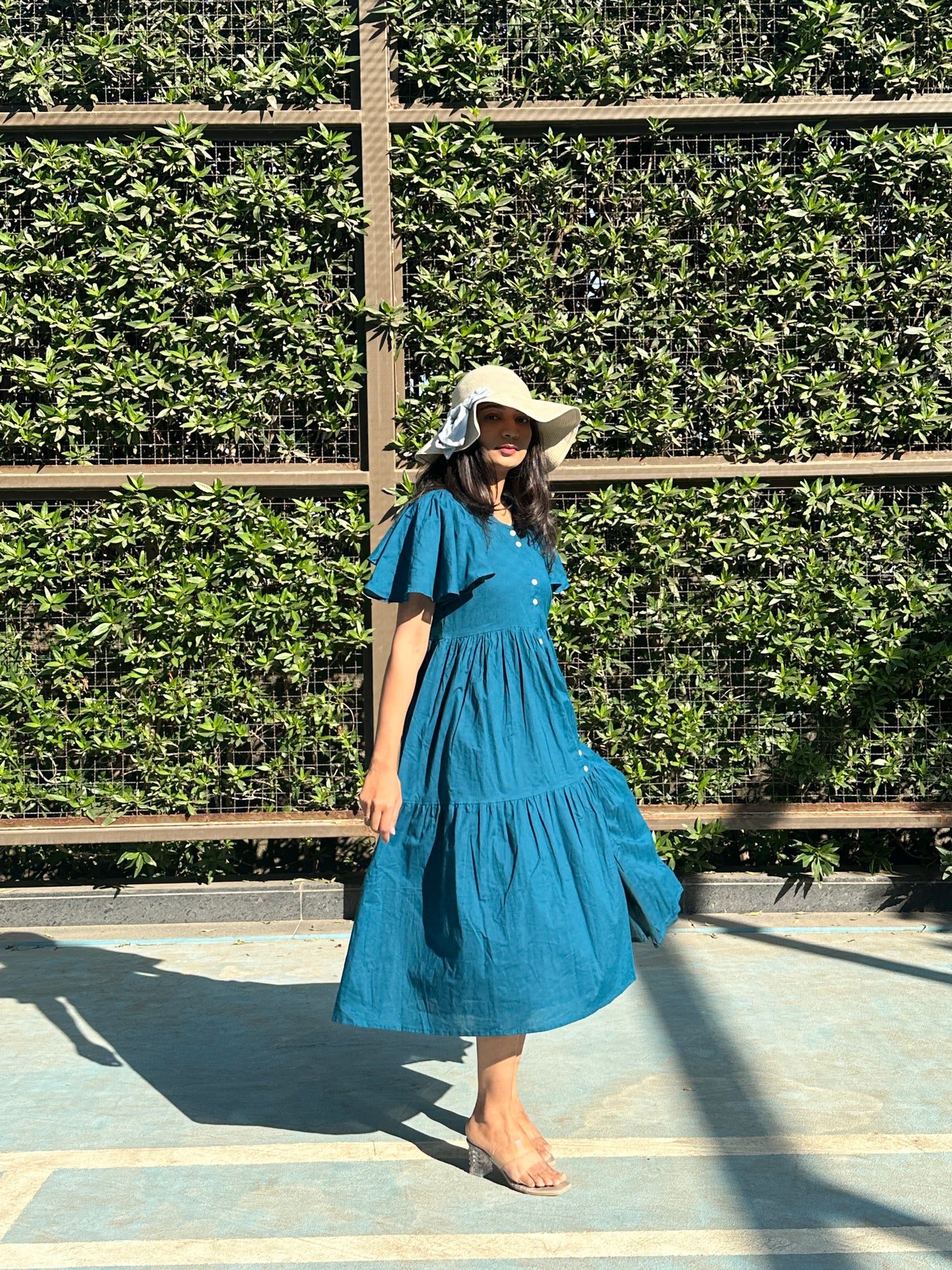 Teal MIDI Dress with Lining
