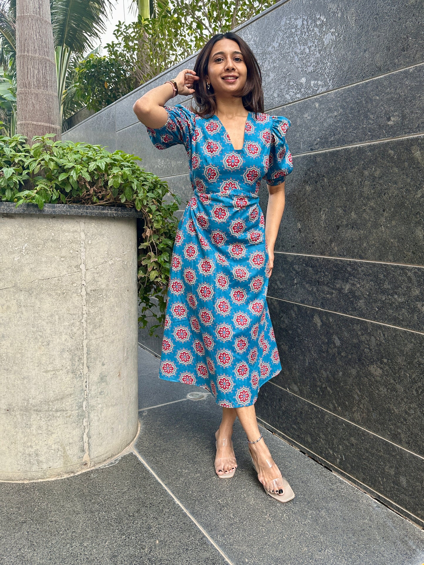 Blue Bloom Backless Dress