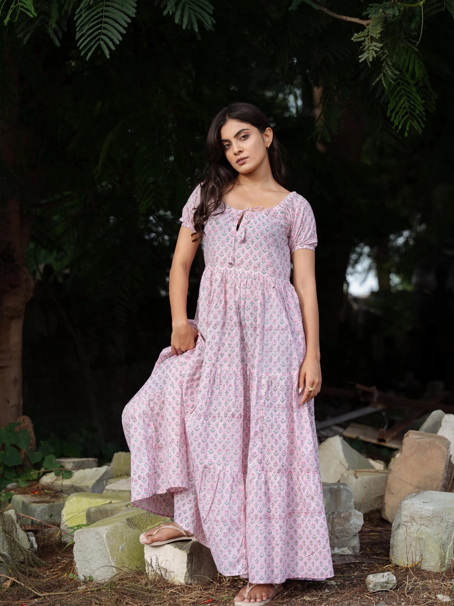 Rosabelle Maxi Dress - Hand Block Printed