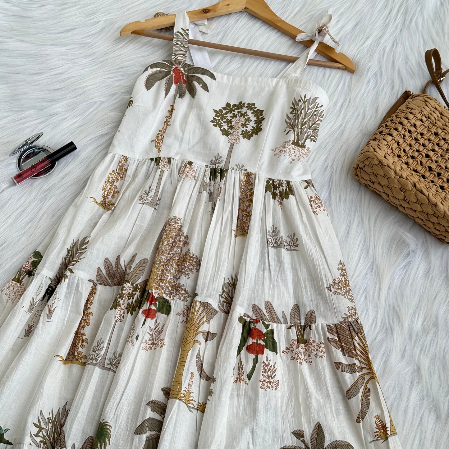 Foresta Off-White 3 Tier MIDI Dress