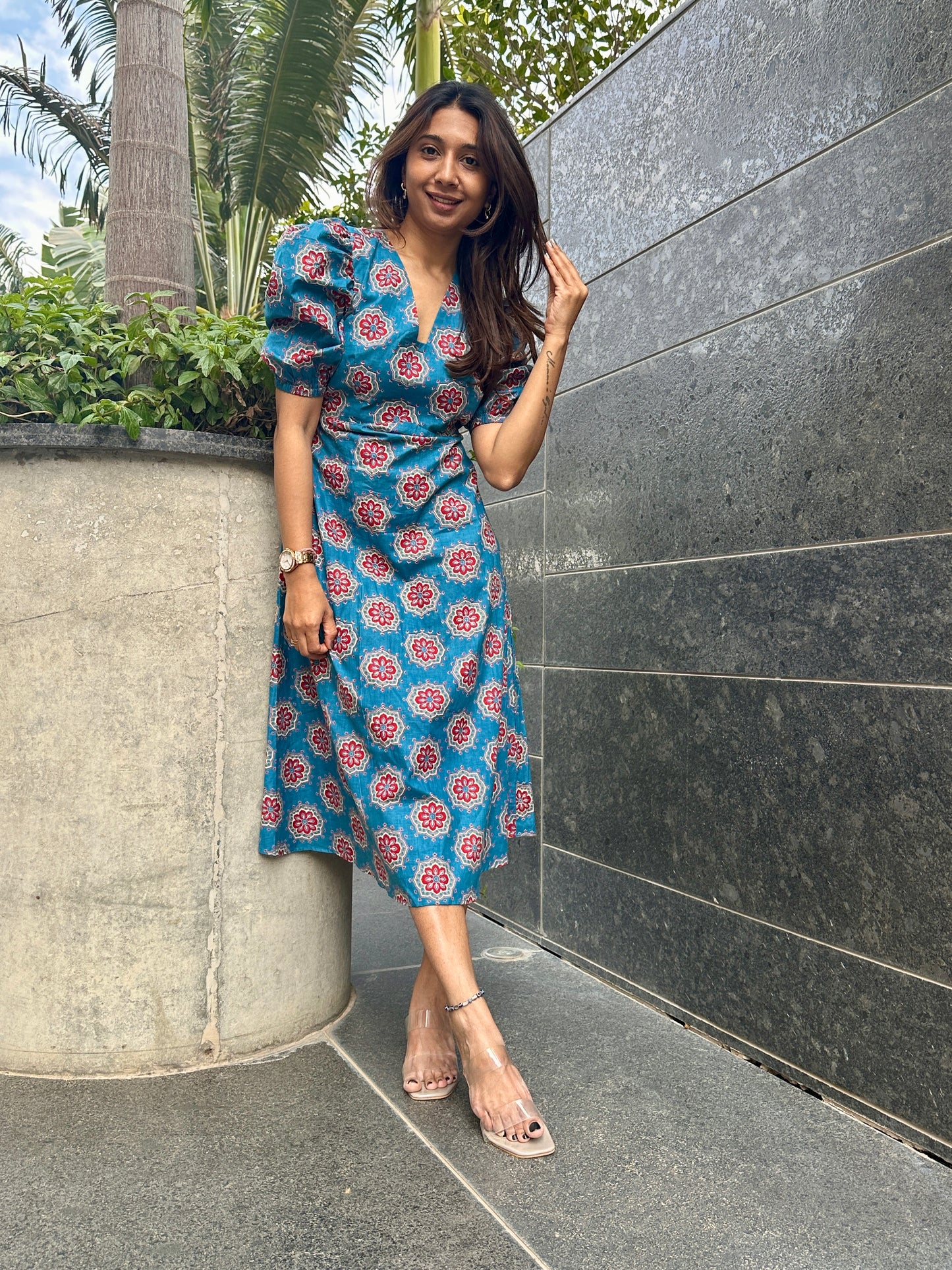 Blue Bloom Backless Dress