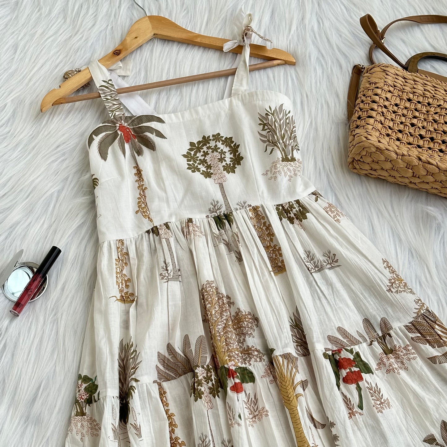 Foresta Off-White 3 Tier MIDI Dress