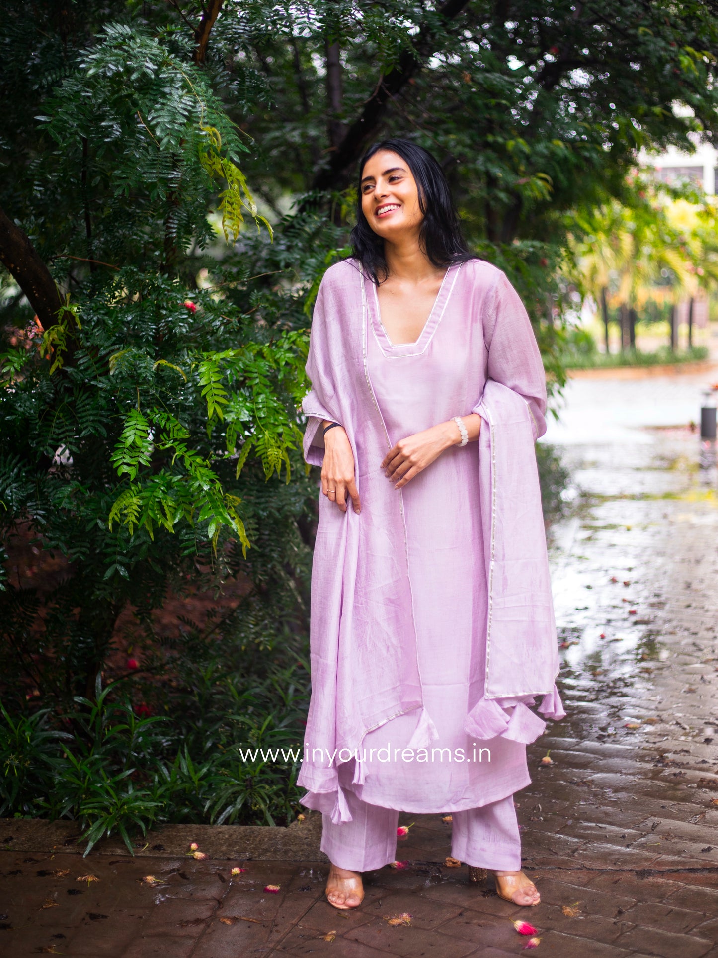 Lilac Gota Silk Suit Set