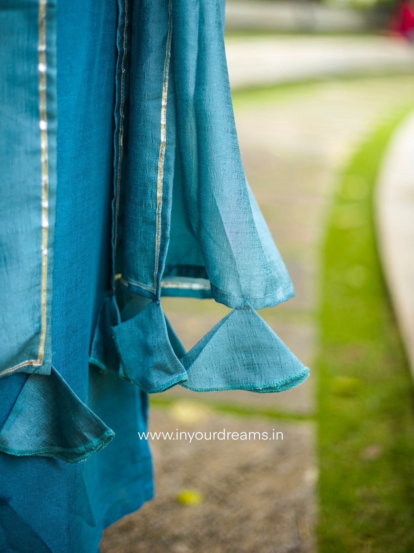 Ganga Grey Silk Suit Set