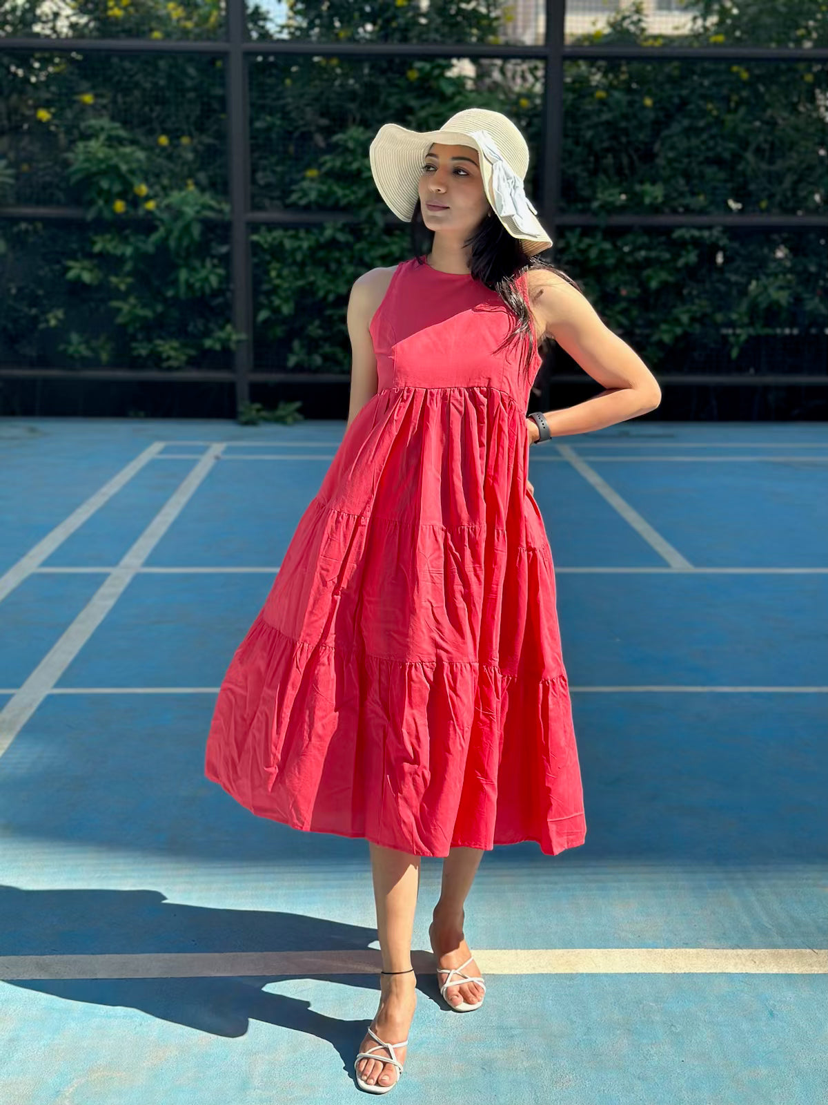Fuschia 3 Tier MIDI Dress