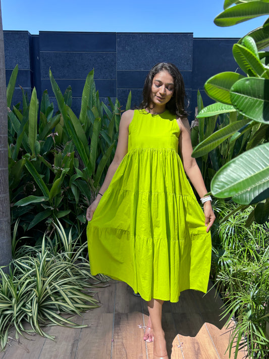 Neon 3 Tier MIDI Dress