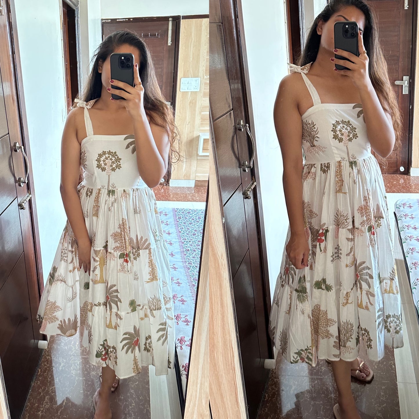 Foresta Off-White 3 Tier MIDI Dress