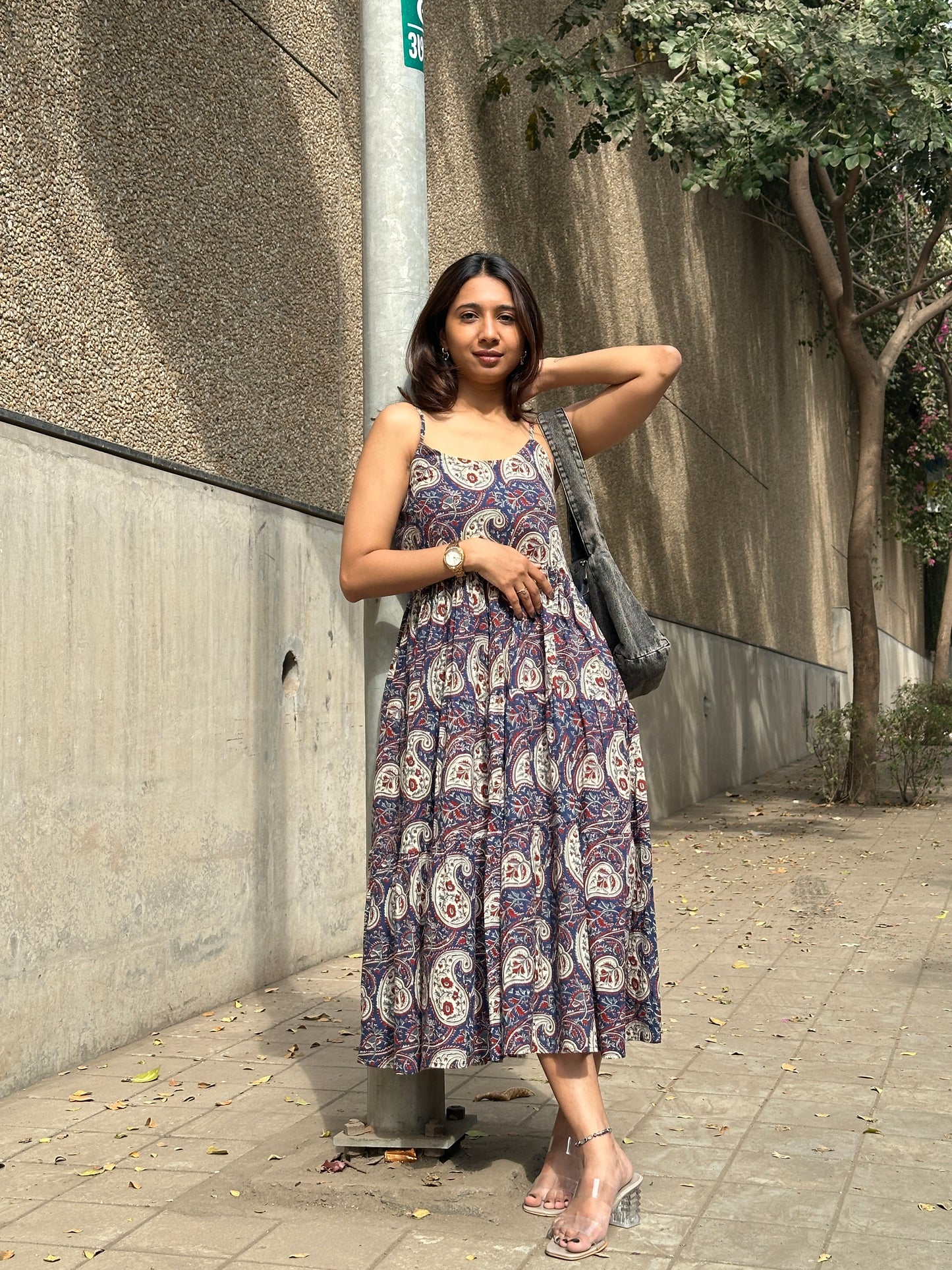 Paisley Strappy MIDI Dress
