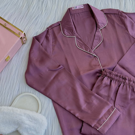 Frosty Purple - Solid Satin PJ Set