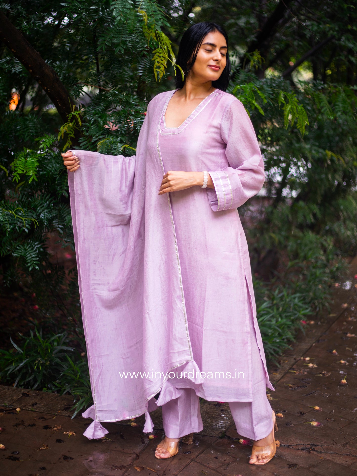 Lilac Gota Silk Suit Set