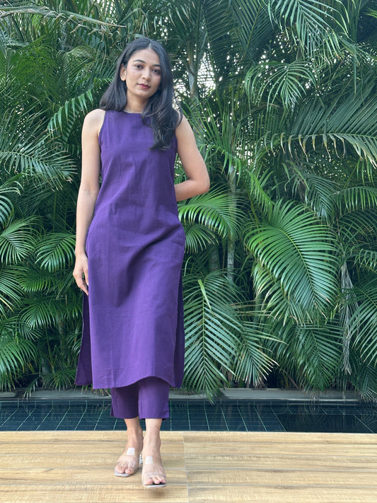 Petra Purple Cotton Co-Ord Set