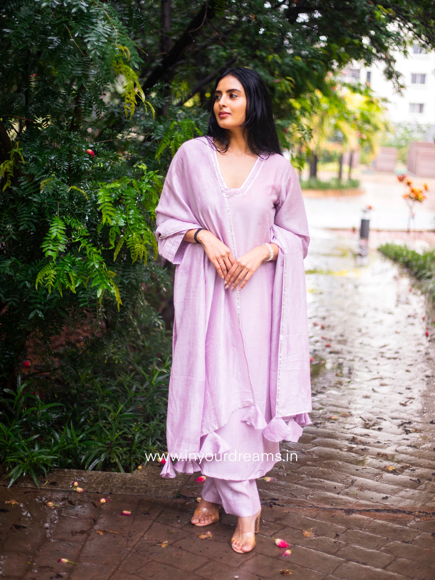Lilac Gota Silk Suit Set