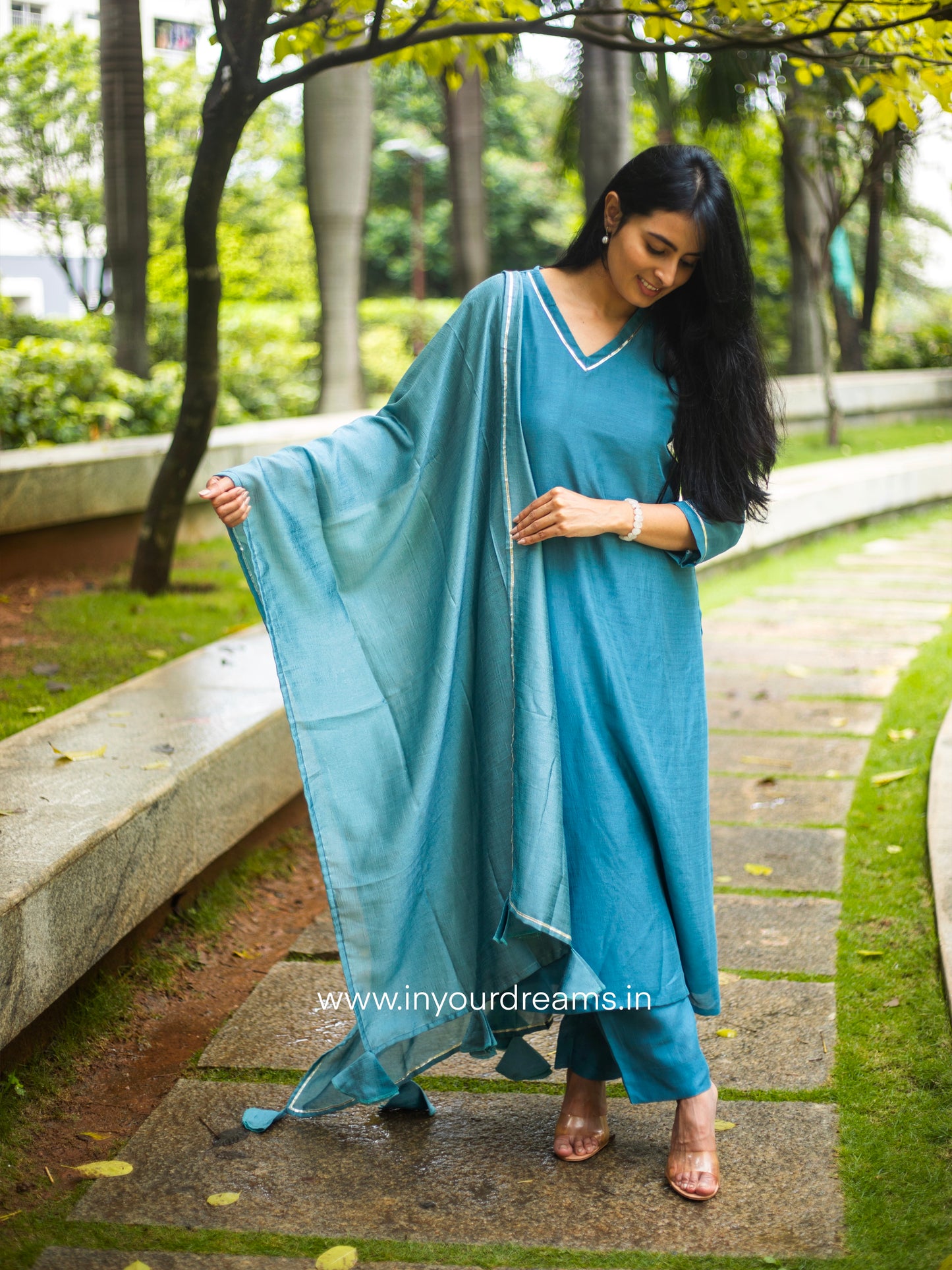 Ganga Grey Silk Suit Set