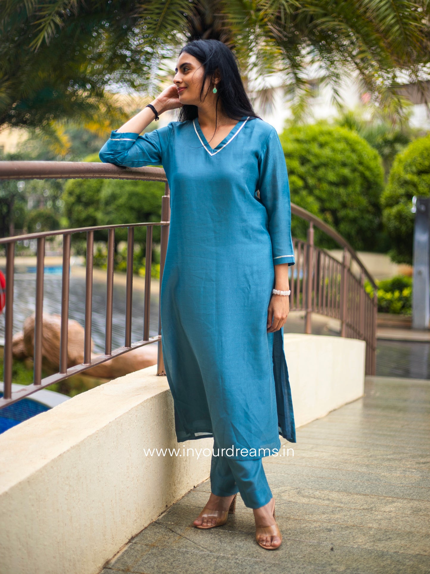 Ganga Grey Silk Suit Set
