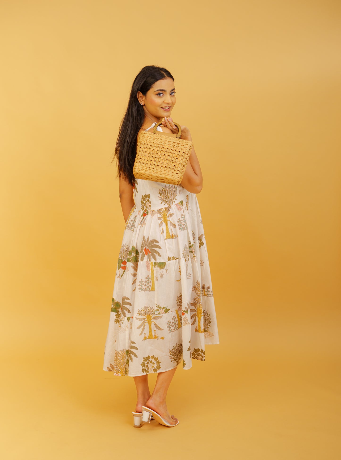 Foresta Off-White 3 Tier MIDI Dress