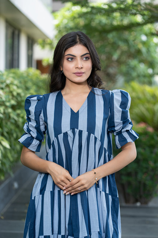 Blue Striped Fairytale Midi Dress