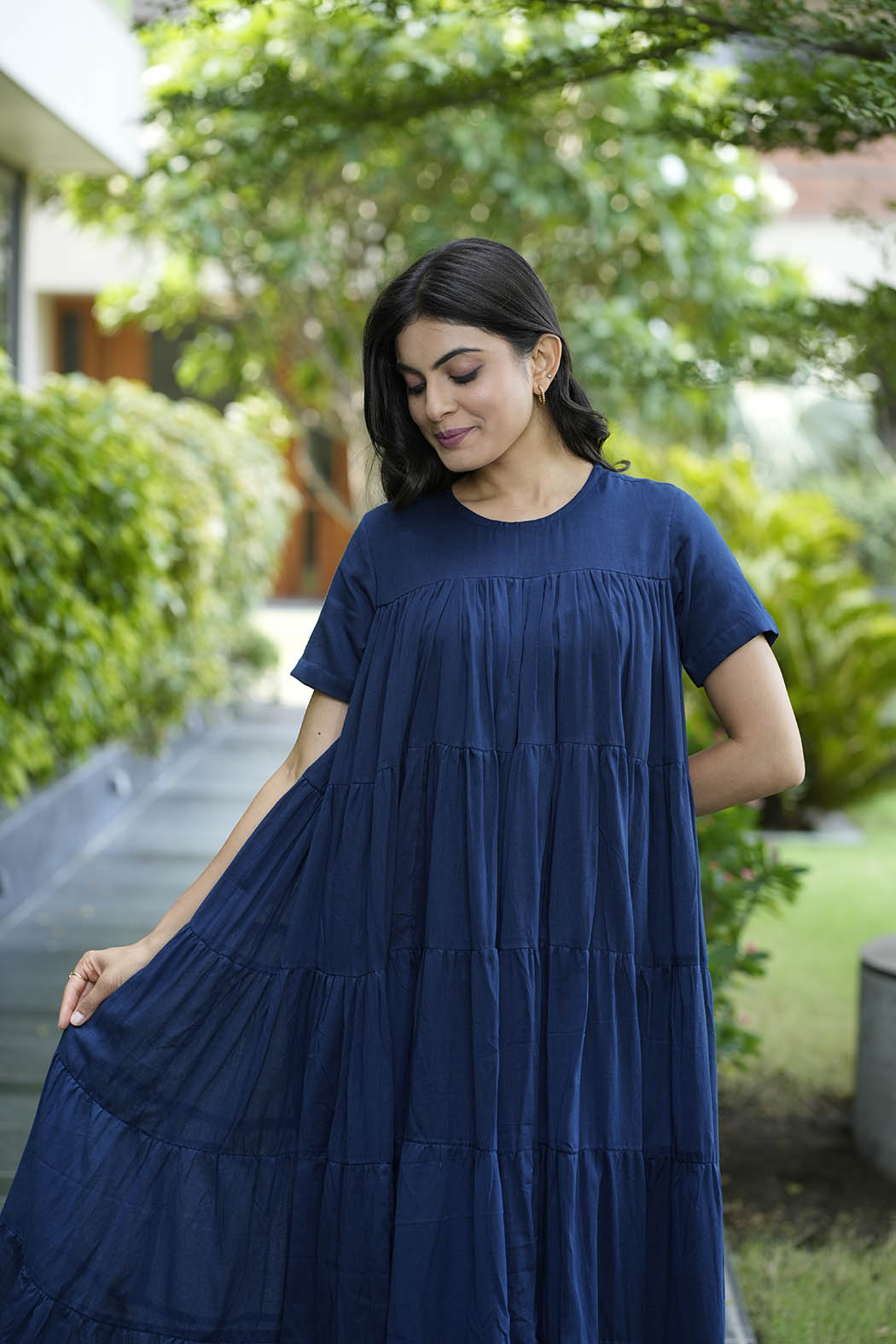 Vienna in Navy - Midi Dress with Lining
