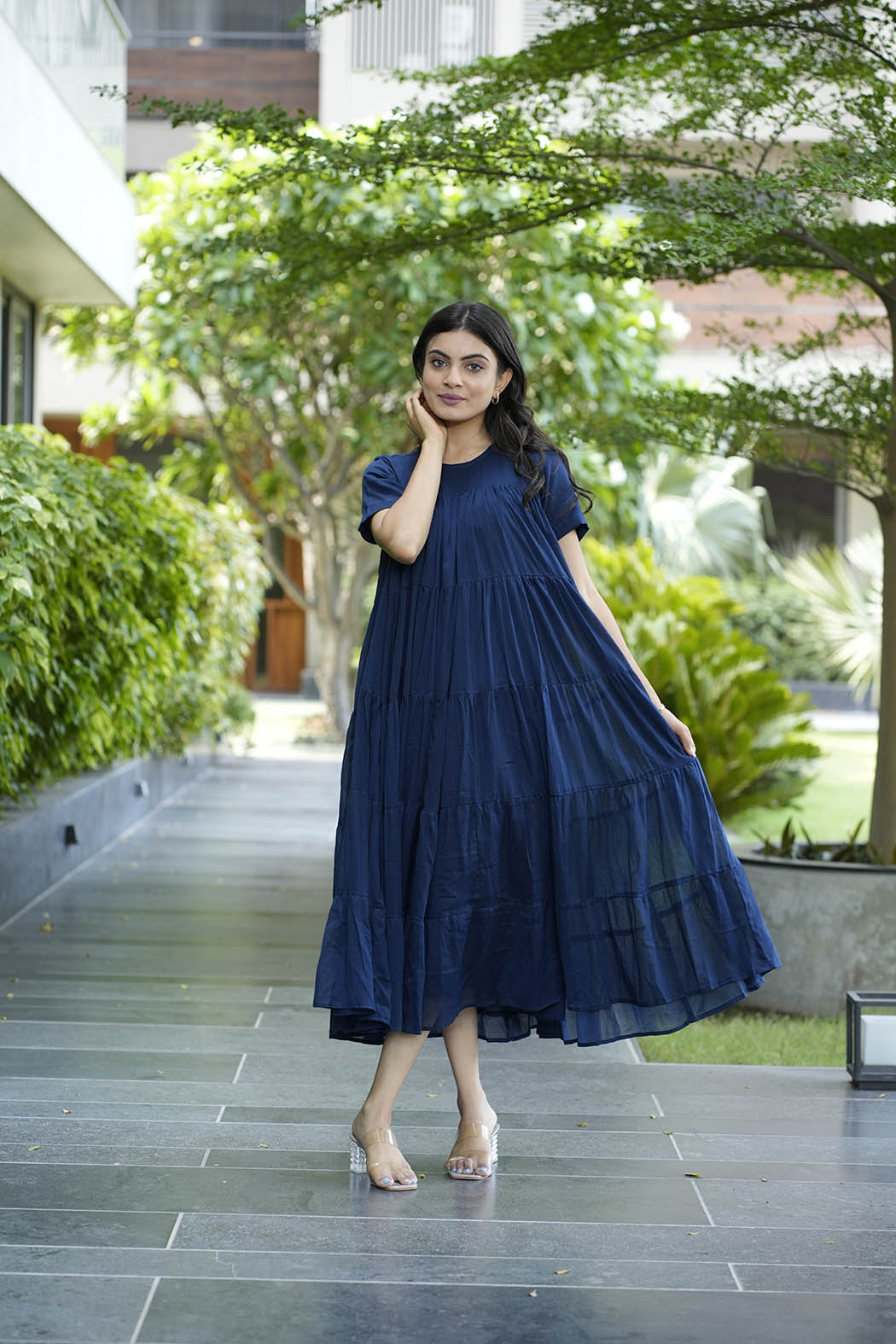 Vienna in Navy - Midi Dress with Lining