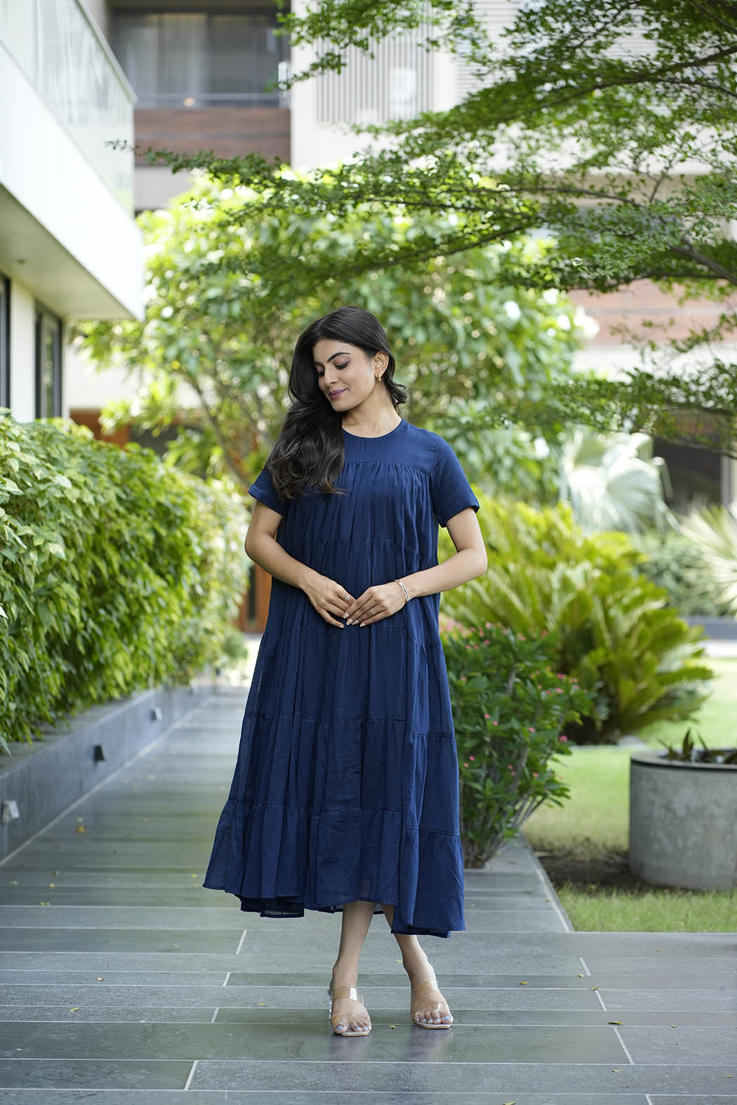 Vienna in Navy - Midi Dress with Lining