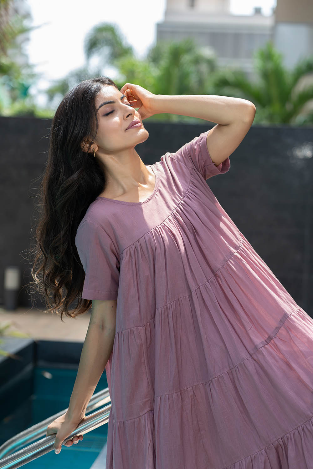 Vienna in Mauve - Midi Dress with Lining