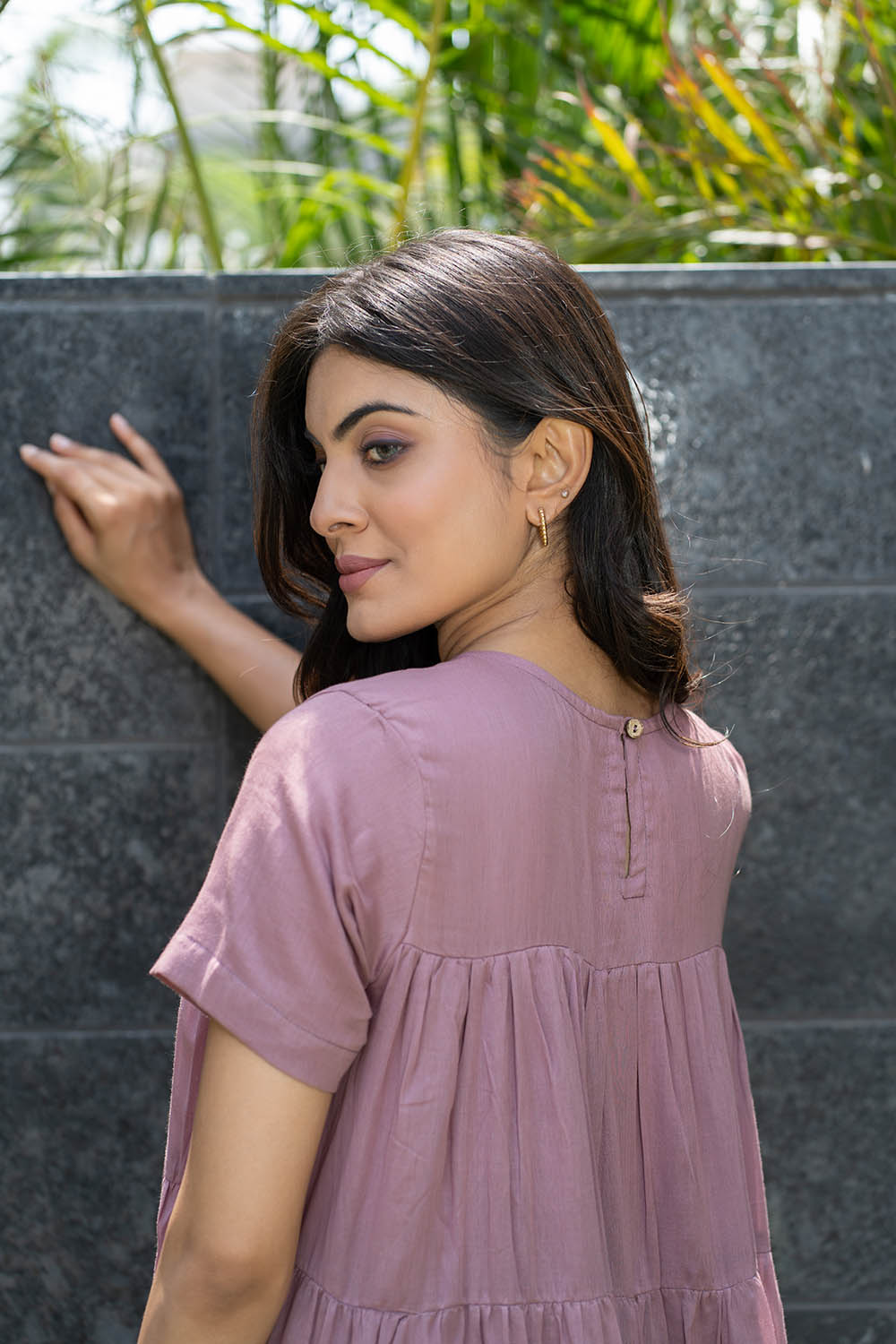 Vienna in Mauve - Midi Dress with Lining