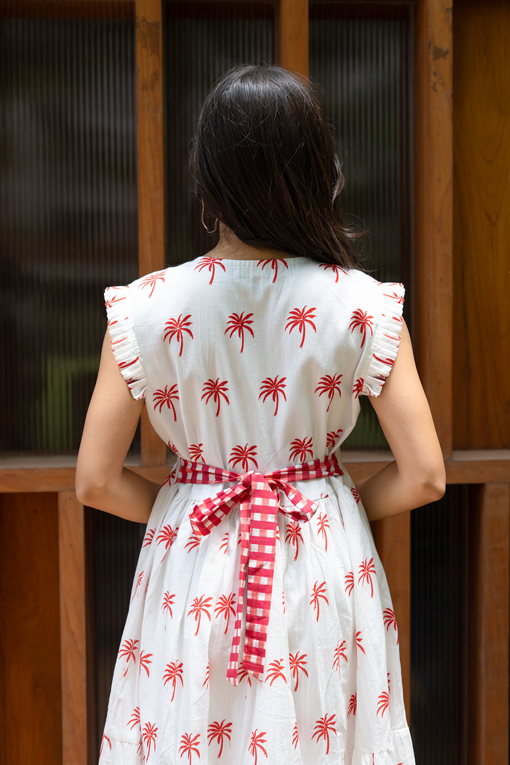 Red Palms Printed Dress