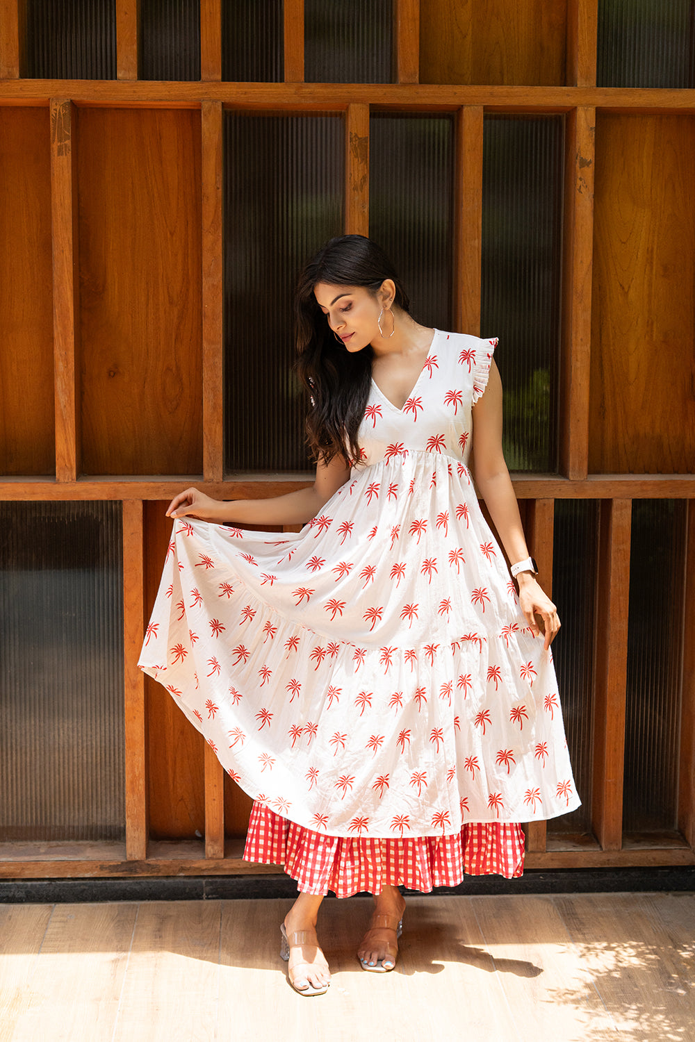 Red Palms Printed Dress