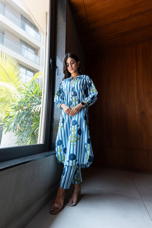 Blue Floral Cotton Co-Ord Set