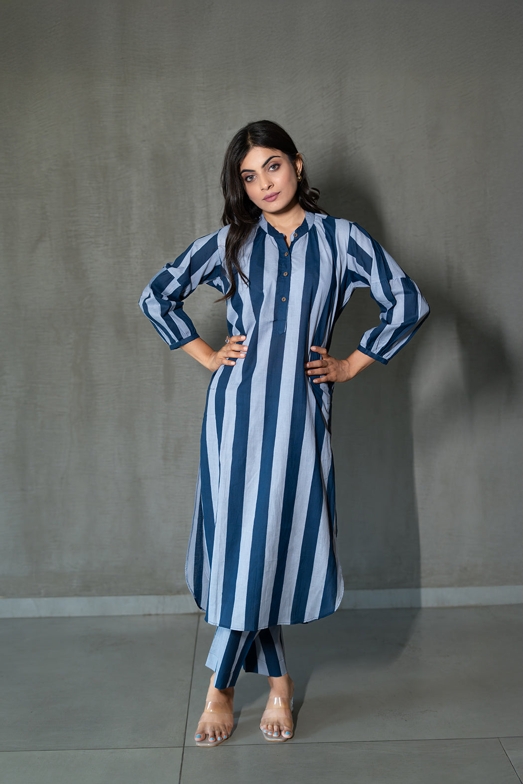 Striped Blue Cotton Co-Ord Set