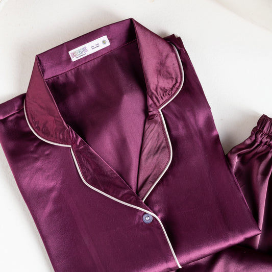 Elegant Wine - Solid Satin PJ Set