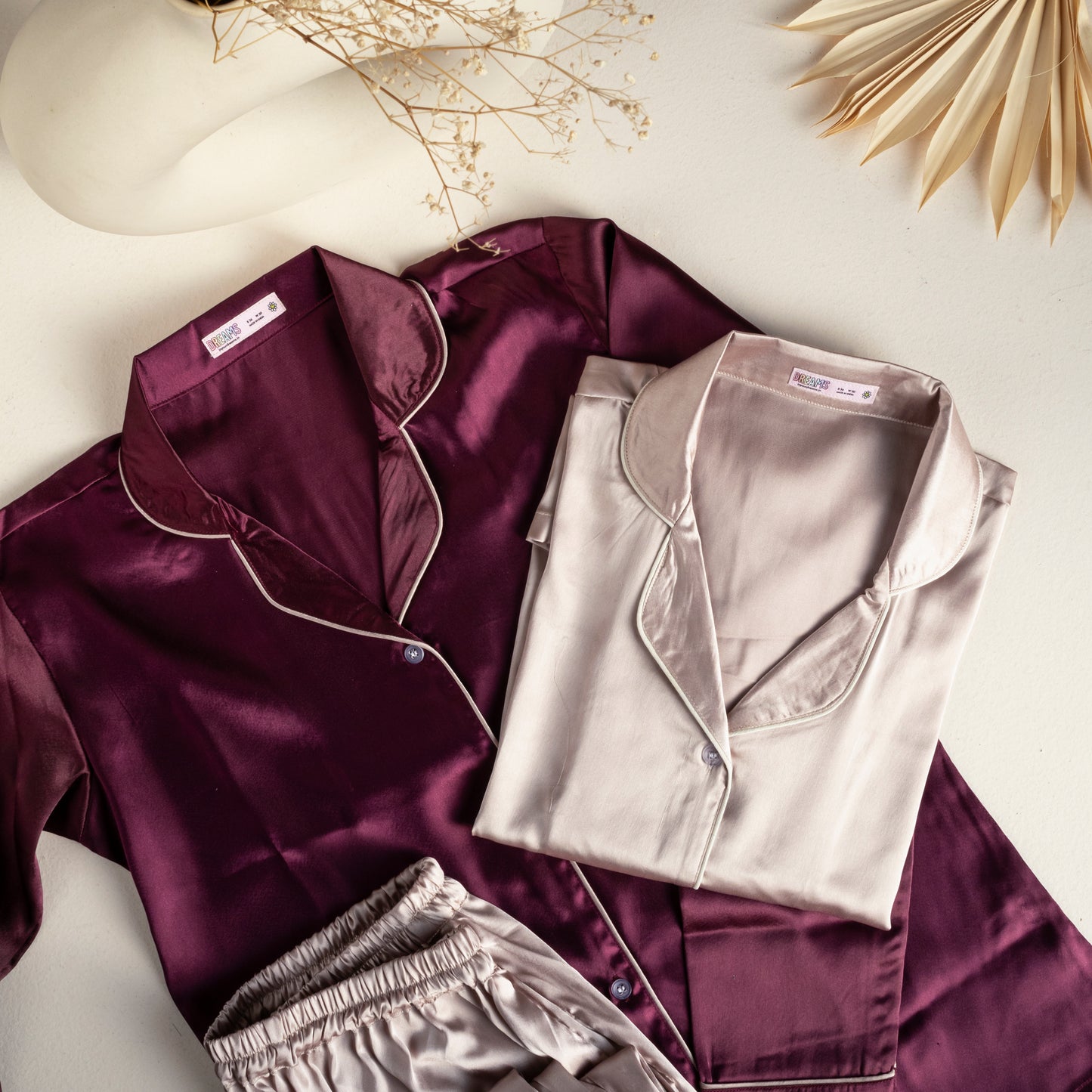 Sophisticated Ivory - Solid Satin PJ Set