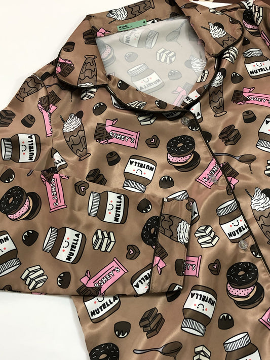 Chocolate Pyjama Set - Satin