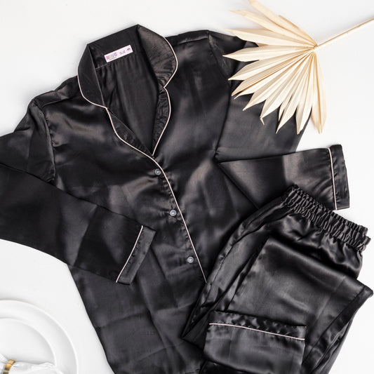 Miracle Black - Solid Satin PJ Set