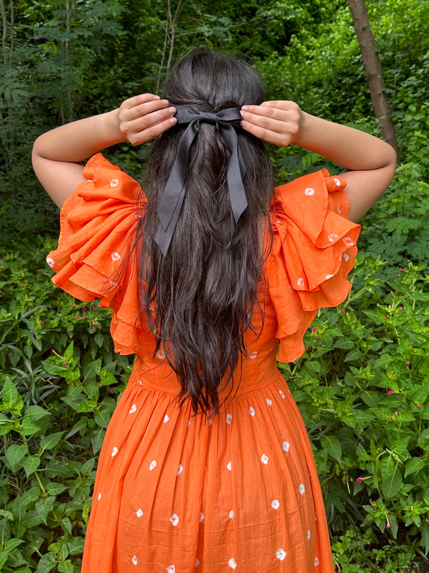 Orange Bandhani MIDI Dress