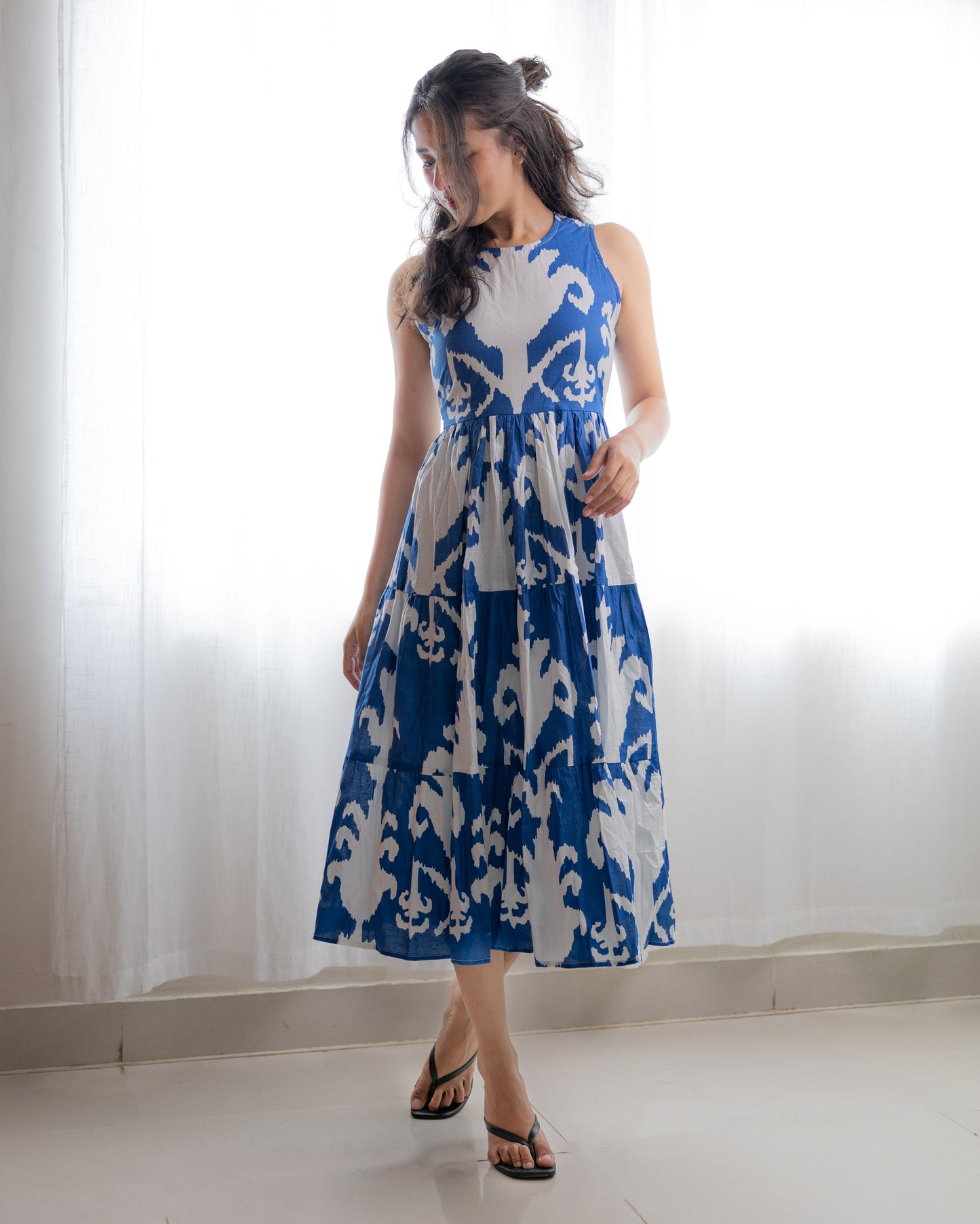Blue 3 Tier MIDI Dress