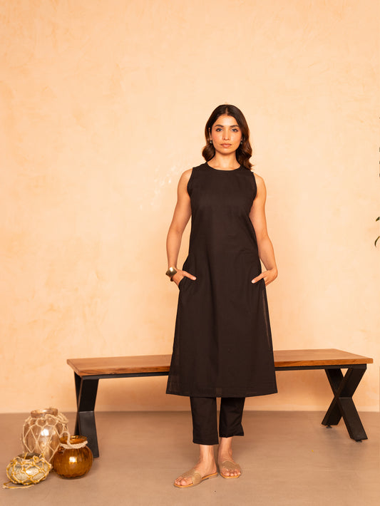 Black Cotton Co-Ord Set