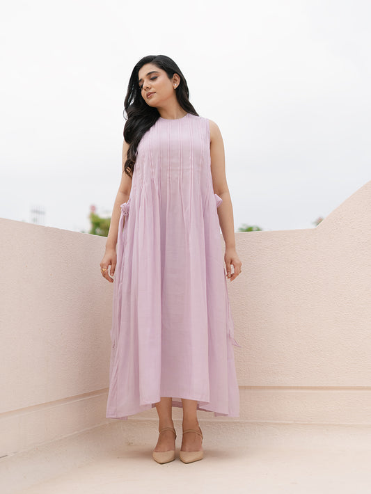 Mia Mul Chanderi Lilac Sleeveless Midi Dress