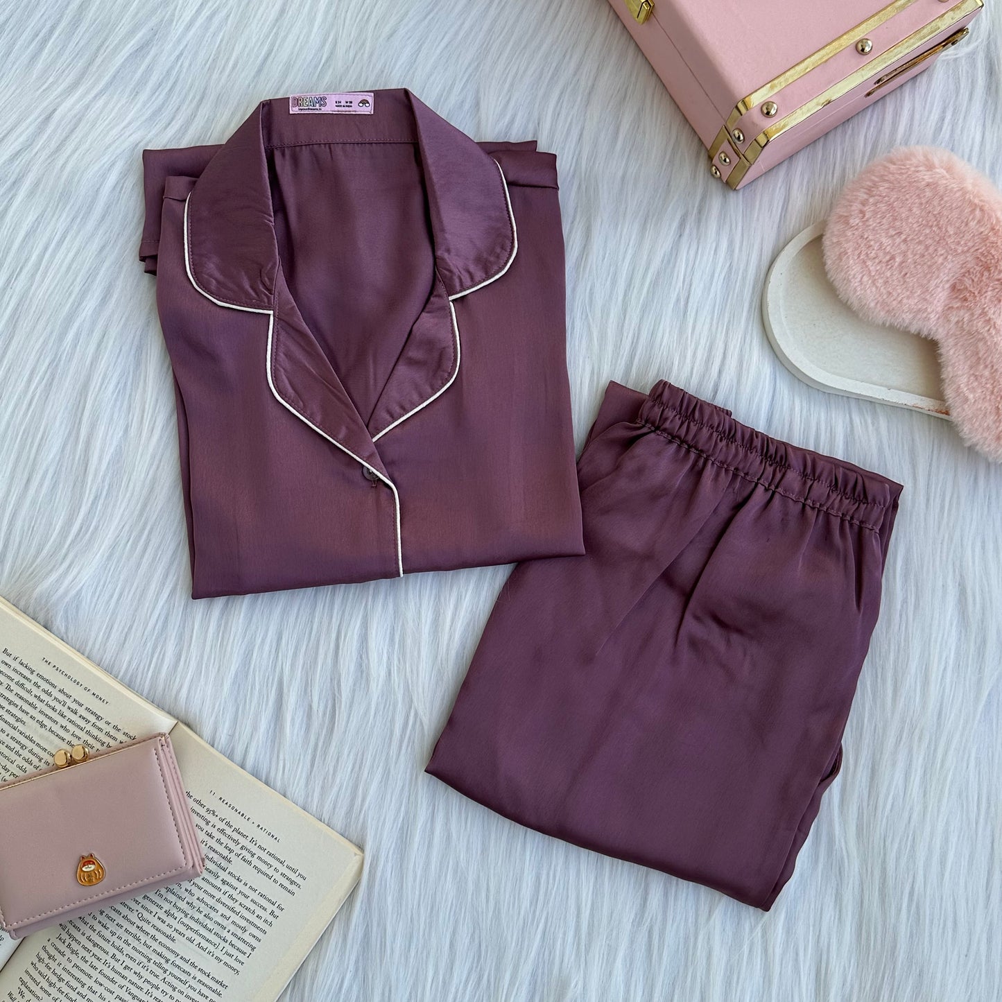 Frosty Purple - Solid Satin PJ Set