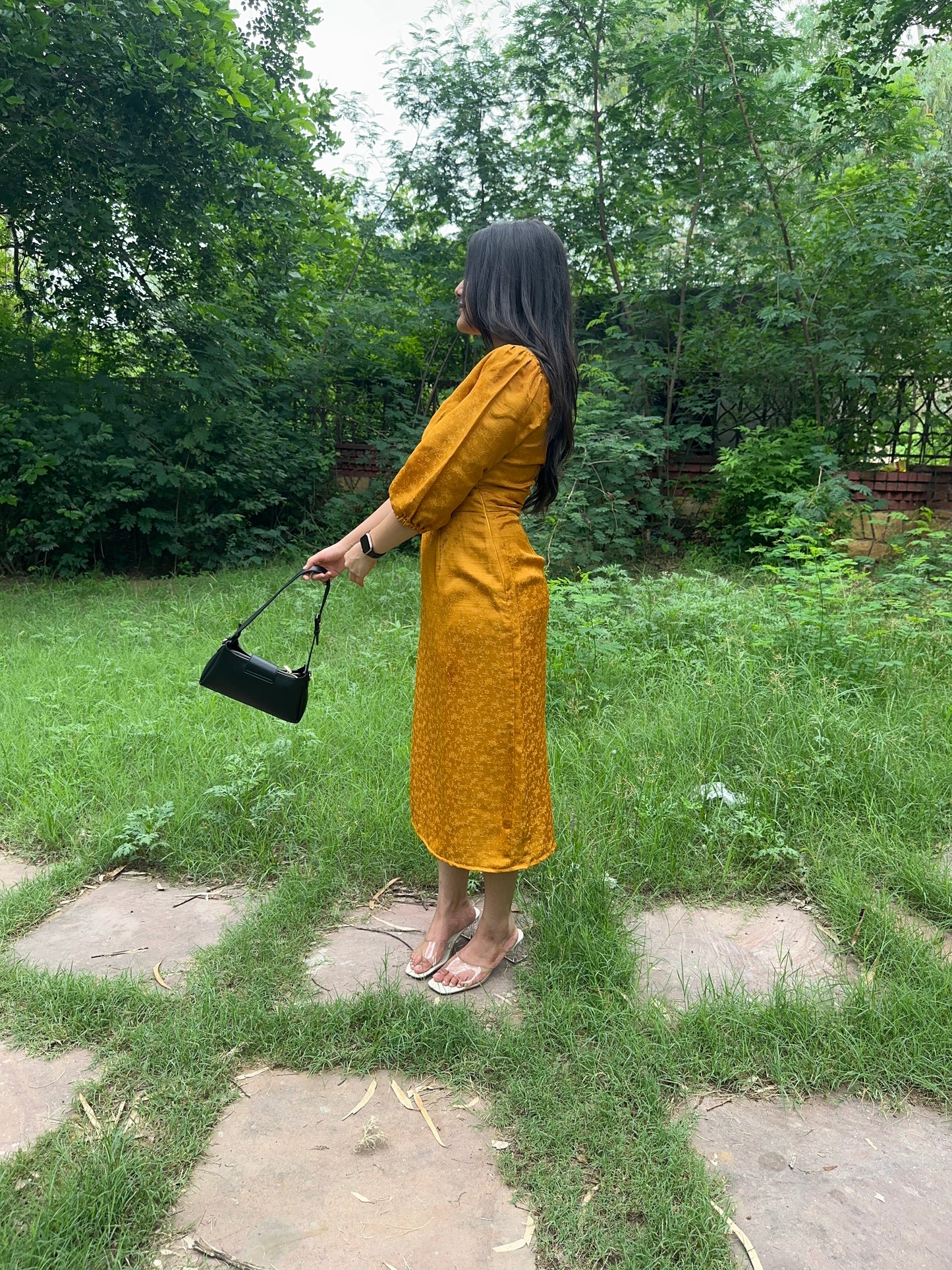 Jacquard Body Fit Midi Dress