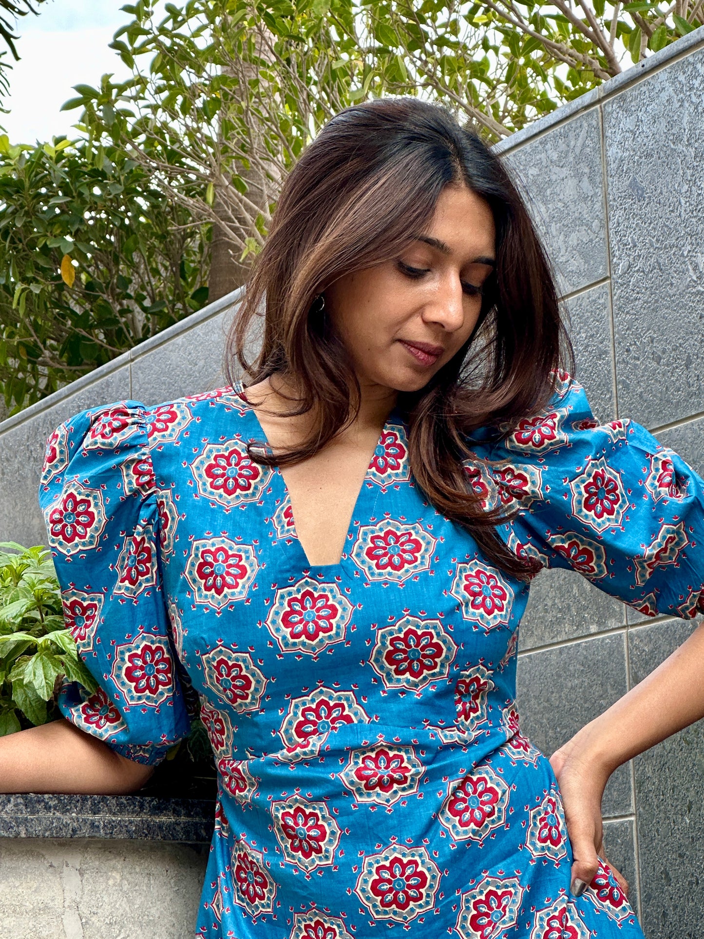 Blue Bloom Backless Dress