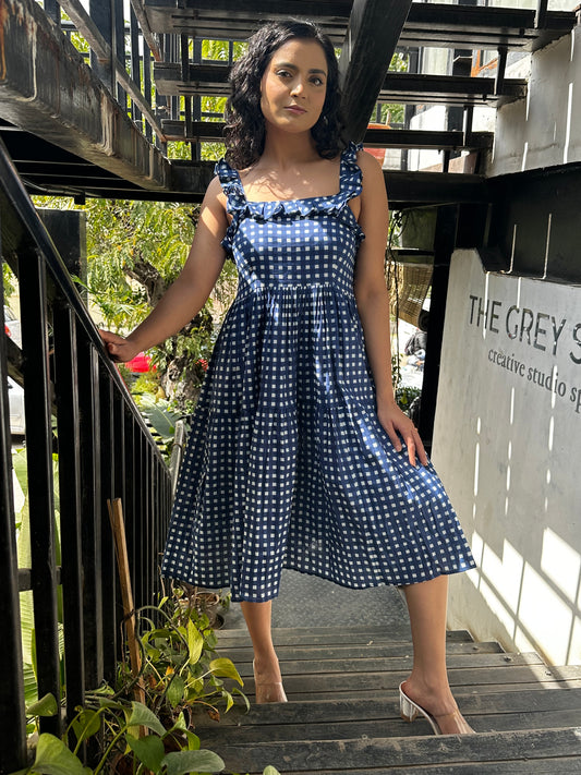 Anna Checkered MIDI Dress