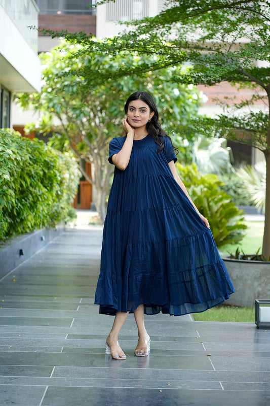 Vienna in Navy - Midi Dress with Lining